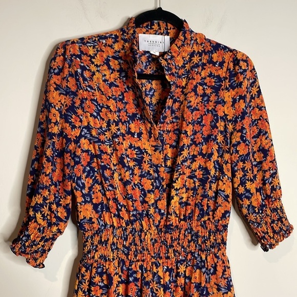 The Shirt by Rochelle Behrens | The Brigitte Dress Orange Floral Size XS - Picture 2 of 7